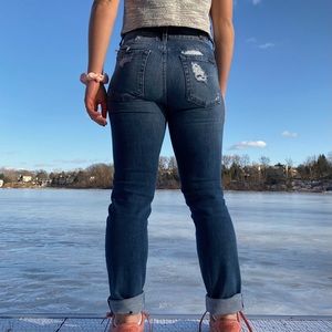 7 for all mankind ripped multimedia straight jeans